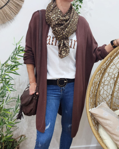 Gilet long femme uni