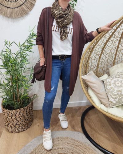 Gilet long femme uni