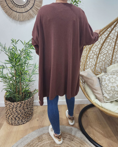 Gilet long femme uni