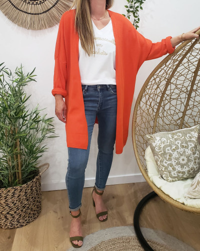 Gilet long femme uni