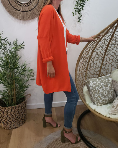 Gilet long femme uni