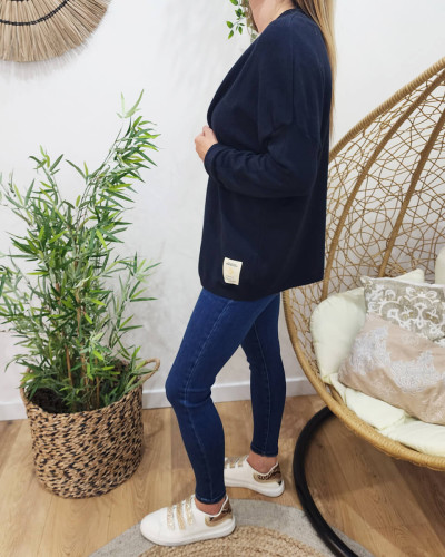 Gilet mi-long femme petite etoile relief