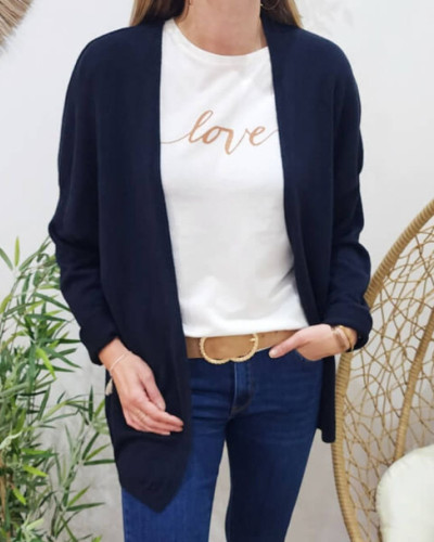 Gilet mi-long femme petite etoile relief