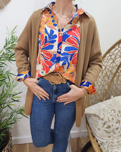 Gilet mi-long femme petite etoile relief