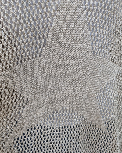 Gilet long crochet beige doré dos étoile
