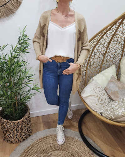 Gilet long doré femme on sale