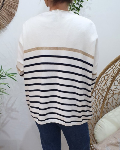 Gilet femme marinière coeur doré