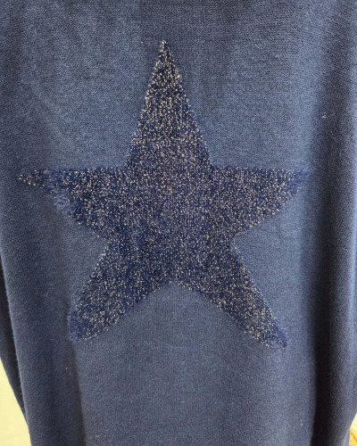 Gilet femme long dos étoile lurex