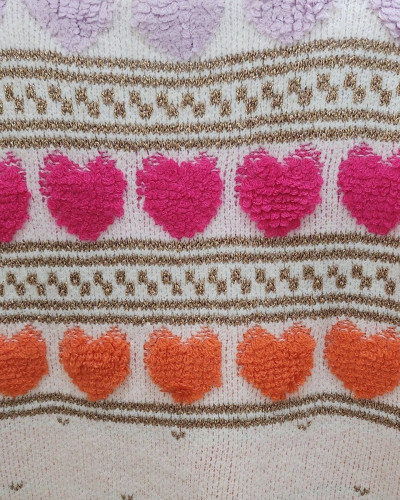 Gilet femme orange rose parme coeurs Love