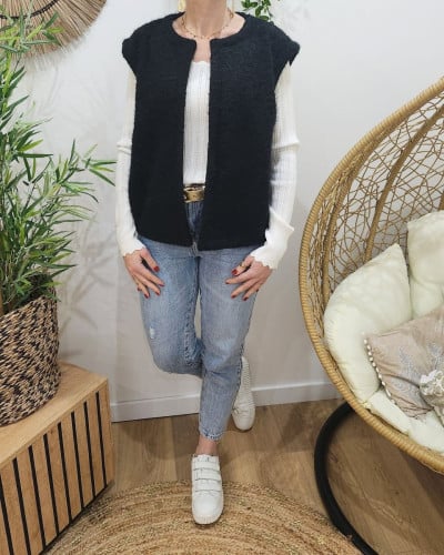 Gilet sans manche femme noir Kadi