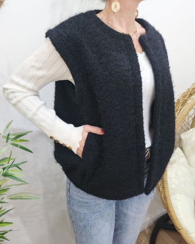 Gilet sans manche femme noir Kadi