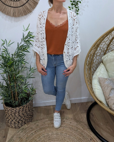 Gilet femme crochet ajouré Nayah