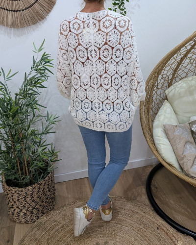 Gilet femme crochet ajouré Nayah