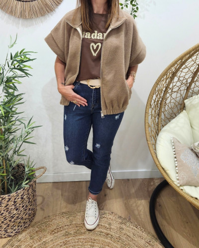 Gilet femme sans manche zippé à col Azura