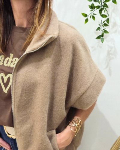 Gilet femme sans manche zippé à col Azura