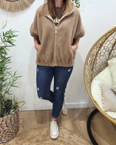 Gilet femme sans manche zippé à col Azura