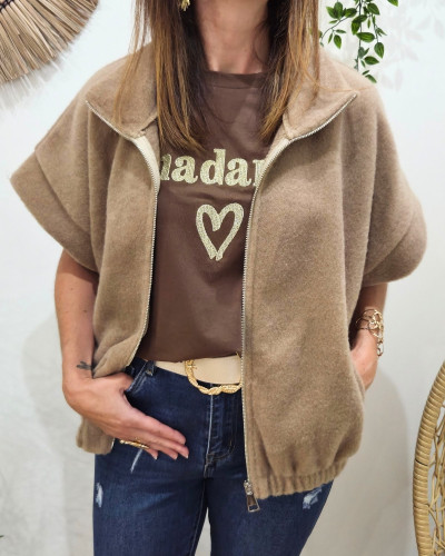 Gilet femme sans manche zippé à col Azura