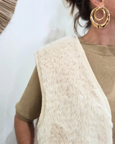 Gilet femme sans manche fausse fourrure