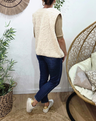 Gilet femme sans manche fausse fourrure