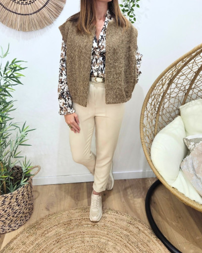 Gilet femme sans manche camel Pénélopea