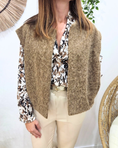 Gilet femme sans manche camel Pénélopea