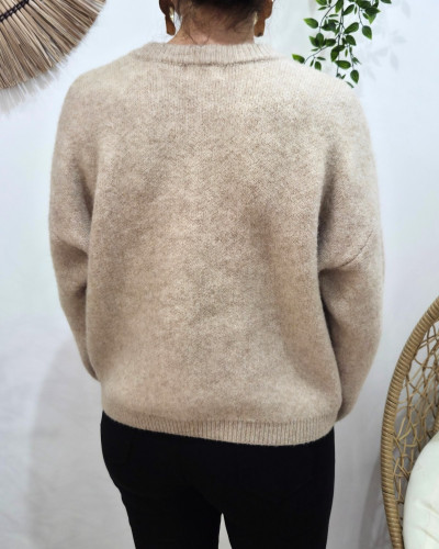 Gilet femme camel boutons soleil doré