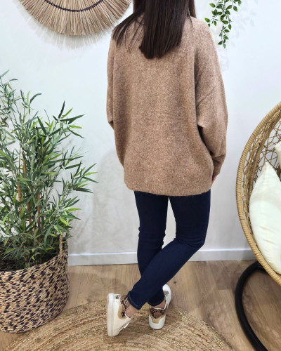 Pull femme grande taille boutons dorés soleil coeur