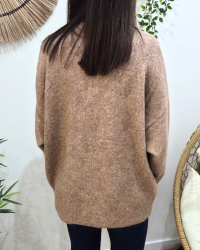 Pull femme grande taille boutons dorés soleil coeur