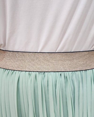 Jupe longue plissée femme élastique doré