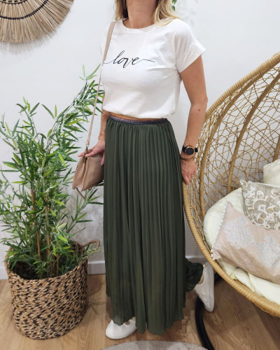 Jupe longue plissée femme élastique pailleté