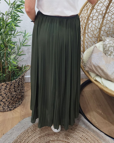 Jupe longue plissée femme élastique pailleté