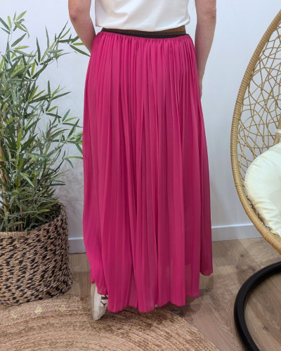 Jupe longue plissée femme élastique pailleté