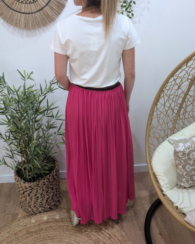 Jupe longue plissée femme élastique pailleté