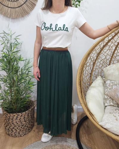 Jupe longue plissée femme élastique pailleté