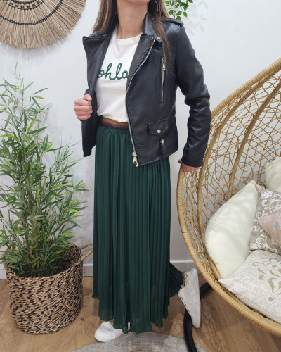 Jupe longue plissée femme élastique pailleté