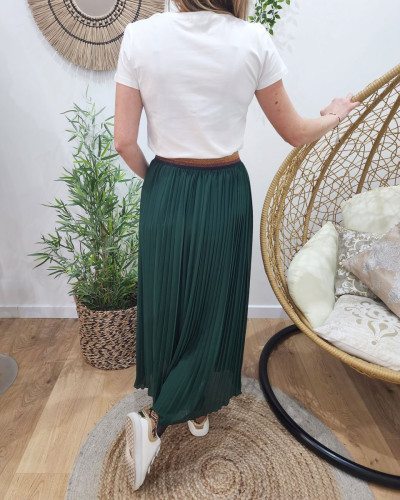 Jupe longue plissée femme élastique pailleté