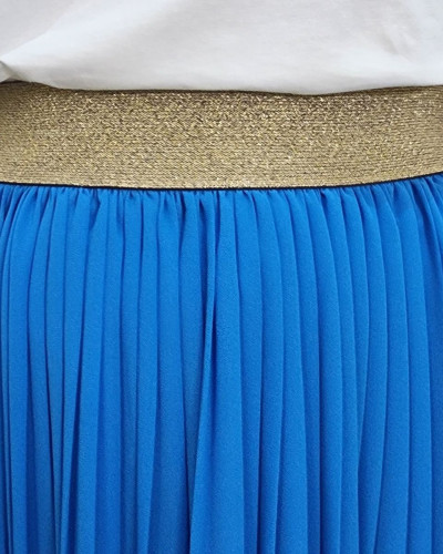 Jupe longue plissée femme élastique doré