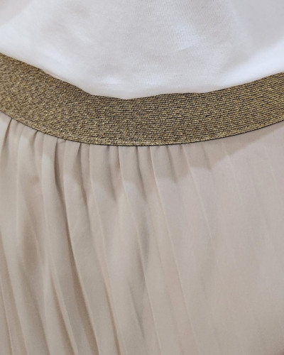 Jupe longue plissée femme grande taille élastique doré pailleté