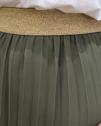 Jupe longue plissee femme grande taille elastique dore paillete 25398