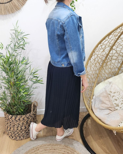 Jupe midi plissée femme élastique pailleté
