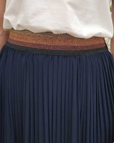 Jupe midi plissée femme élastique pailleté