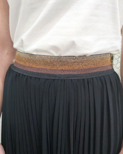 Jupe midi plissée femme élastique pailleté