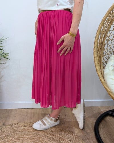 Jupe midi plissée femme élastique pailleté