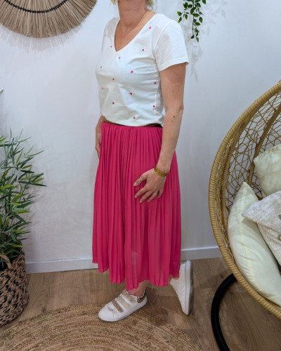 Jupe midi plissée femme élastique pailleté