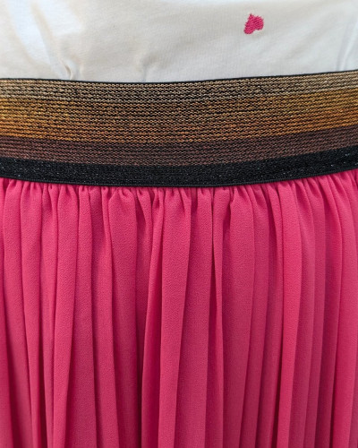 Jupe midi plissée femme élastique pailleté