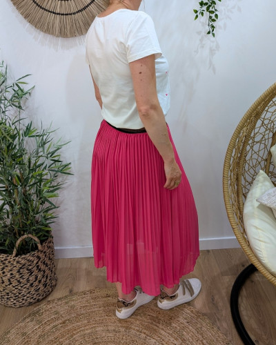 Jupe midi plissée femme élastique pailleté