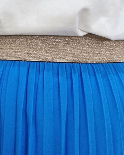 Jupe midi plissée femme élastique doré