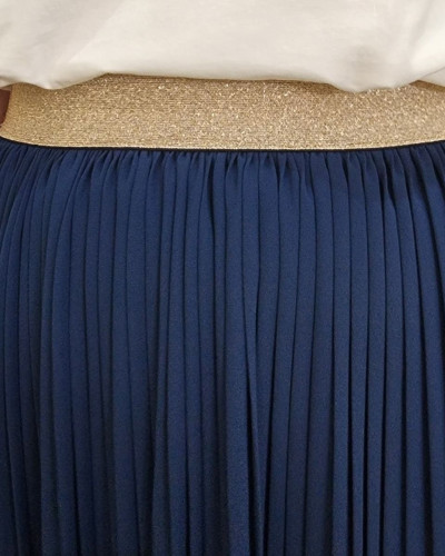 Jupe midi plissée femme élastique doré