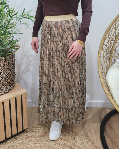 Jupe plissée femme python lurex pailleté