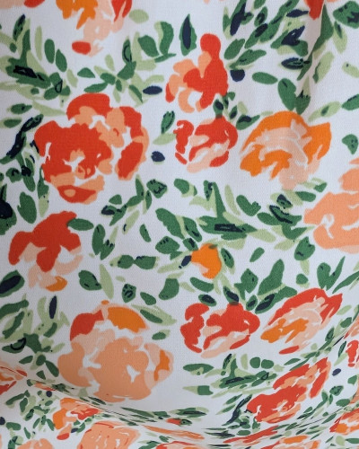 Jupe plissée courte orange et vert